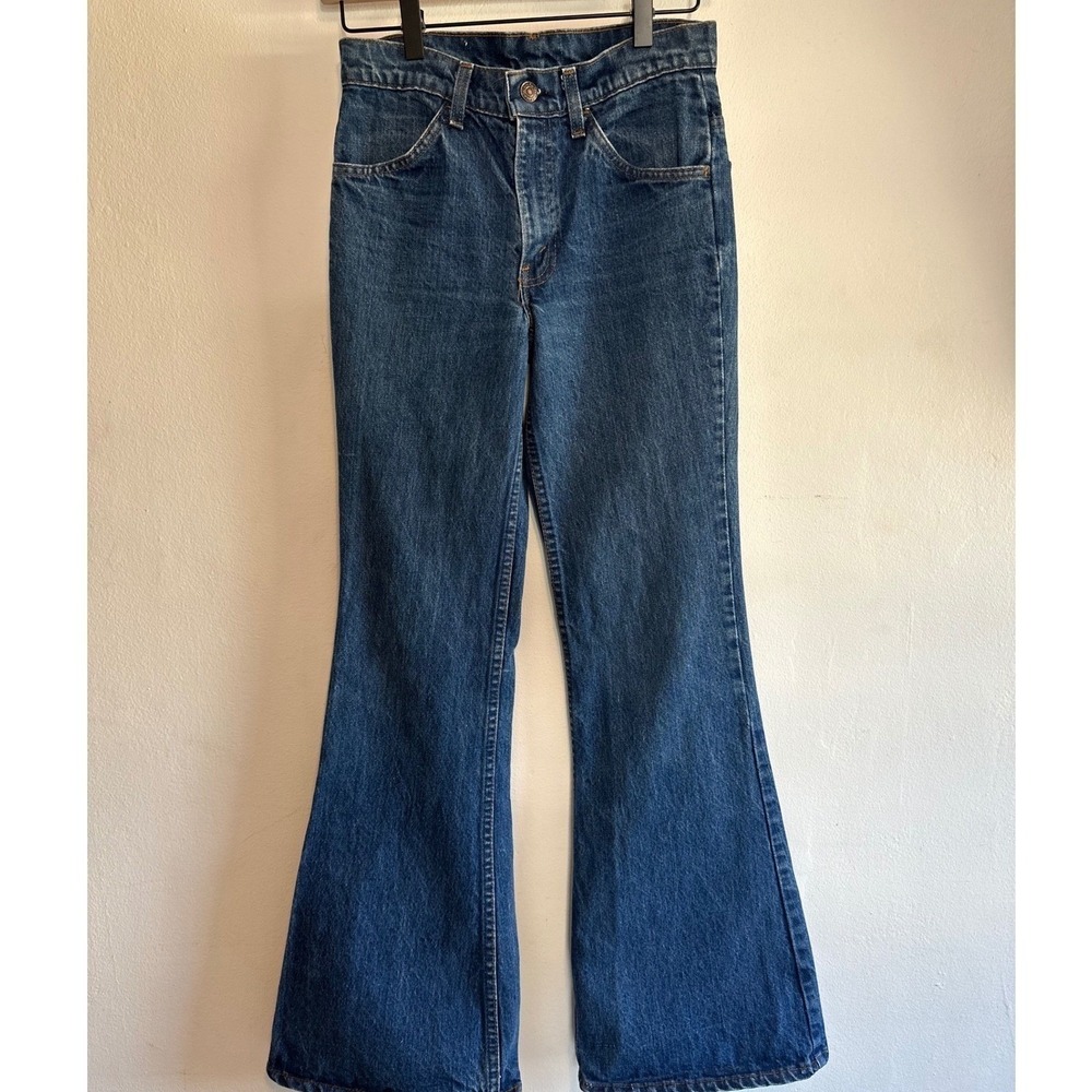 Vintage Levis 646 Orange Tab High Rise Flare Bell Bottom Jeans Blue W26 L33